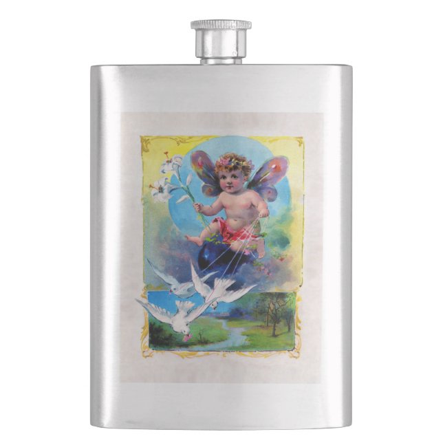 Fallende Frühjahrszeit Fairy Flachmann (Vorderseite)