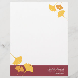 Fallende Ginkgo-Blätter goldgelber Maroon Herbst Briefkopf