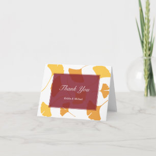 Fallende Ginkgo-Blätter Maroon-Paar Dankeschön Dankeskarte