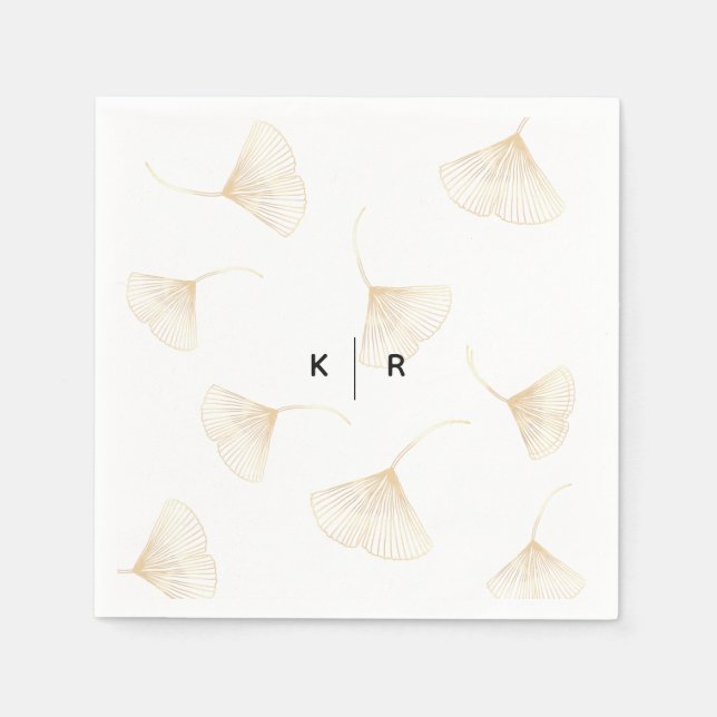 Fallende Gold Ginkgo-Blätter Hochzeit von Napkins Serviette (Vorderseite)