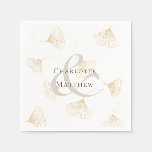 Fallende Gold Ginkgo-Blätter Hochzeit von Napkins Serviette (Vorderseite)