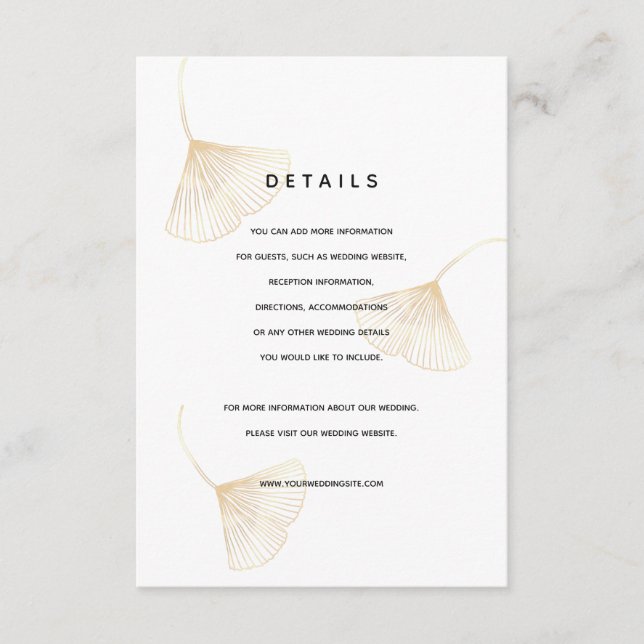 Fallende Gold Ginkgo Blätter Hochzeitskarte Begleitkarte (Vorderseite)