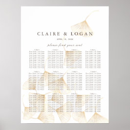 Fallende Gold Ginkgo-Blätter Hochzeitsstichtabelle Poster