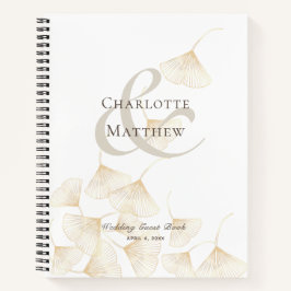 Fallende Gold Ginkgo Blätter Wedding Guest Book Notizbuch