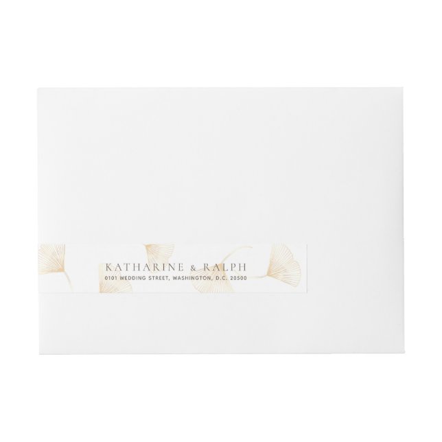 Fallende Gold Ginkgo Blätter Wraparound Label (Vorderseite)