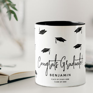 Fallende Graduierungsklappen Herzlichen Glückwunsc Zweifarbige Tasse