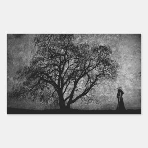 Fallende grimmige Sensenmann Urkunst Grenzen zwisc Rechteckiger Aufkleber