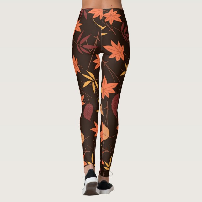 Fallende Herbstausbrüche hinterlassen Leggings (Rückseite)