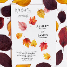 Fallende Herbstgänge lassen Einladung Hochzeit