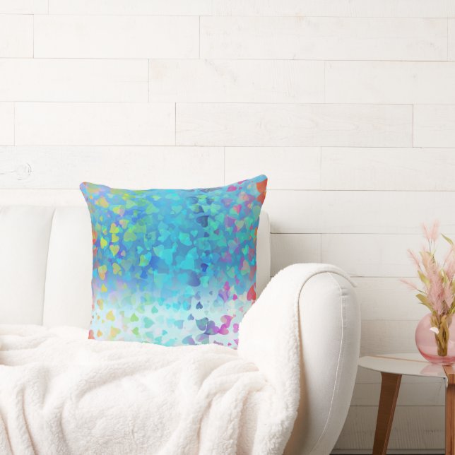 Fallende Herzen Baby Blue Kissen (Liege)