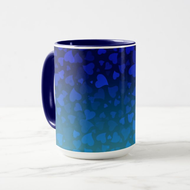 Fallende Herzen blau Tasse (Vorderseite Links)