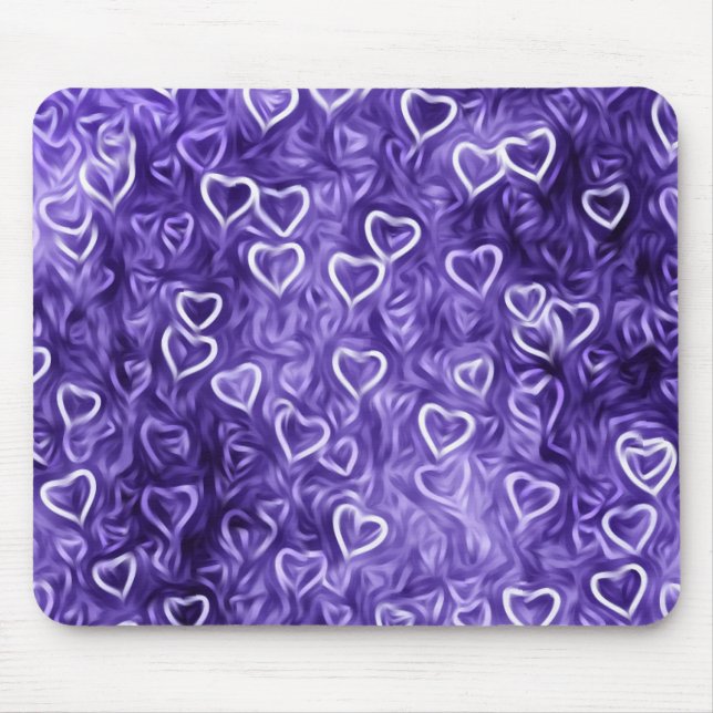 Fallende Herzen - Lila Mousepad (Vorne)