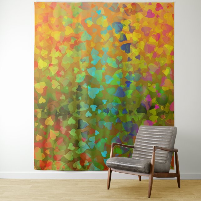 Fallende Herzen Orange Wandteppich (Beispiel)