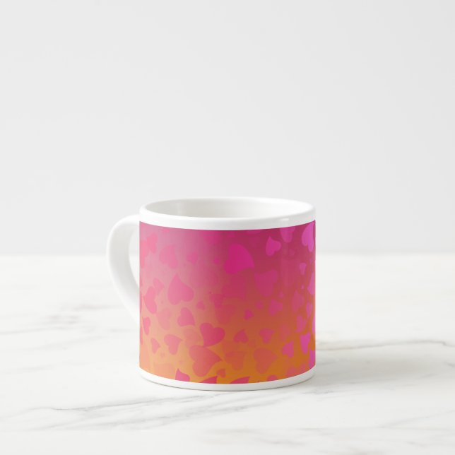 Fallende Herzen Rosa Orange Espressotasse (Vorderseite Links)