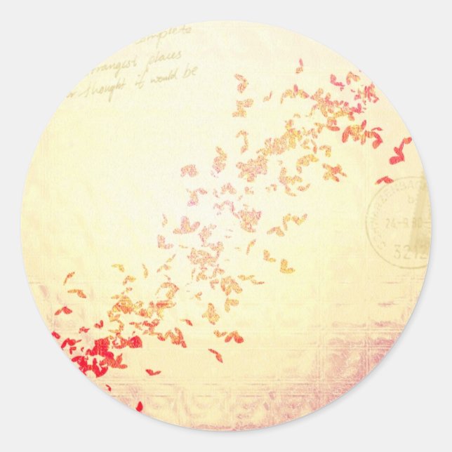 Fallende Herzen Runder Aufkleber (Vorderseite)