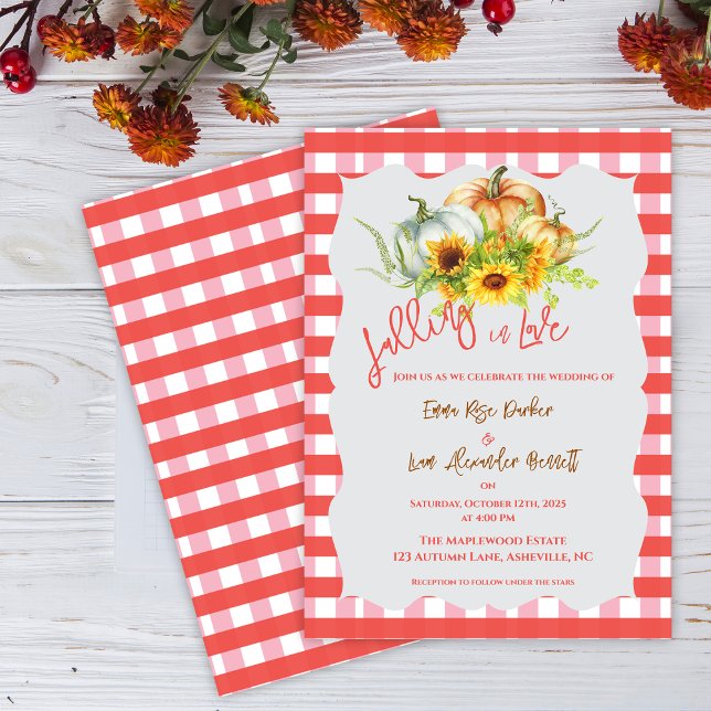 Fallende in der Liebe Rustikale Hochzeit im Herbst (Falling in Love Rustic Fall Wedding Invitation)