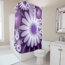 Fallende in Liebe Abstrakte Blume & Herz Fraktal Duschvorhang