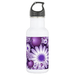 Fallende in Liebe Abstrakte Blume & Herz Fraktal Edelstahlflasche