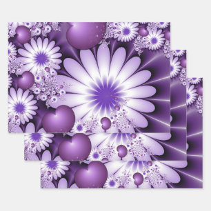 Fallende in Liebe Abstrakte Blume & Herz Fraktal Geschenkpapier Set