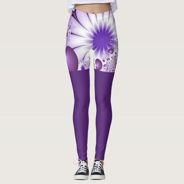Fallende in Liebe Abstrakte Blume & Herz Fraktal Leggings (Vorderseite)