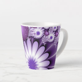 Fallende in Liebe Abstrakte Blume & Herz Fraktal Milchtasse