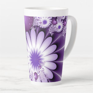 Fallende in Liebe Abstrakte Blume & Herz Fraktal Milchtasse