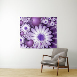 Fallende in Liebe Abstrakte Blume & Herz Fraktal Wandteppich