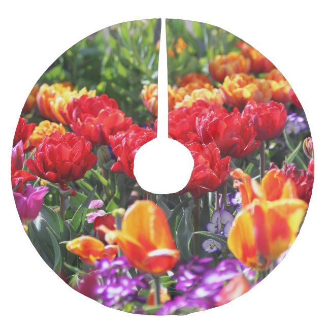 Fallende Krimsonwellen Polyester Weihnachtsbaumdecke (Vorderseite)