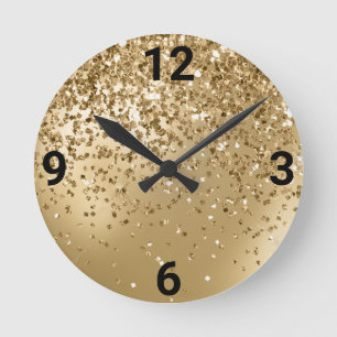 FALLENDE KRYSTAL GOLD MODERN WALL CLOCK RUNDE WANDUHR