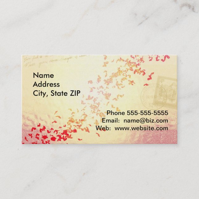 Fallende Liebeherzen Visitenkarte (Vorderseite)