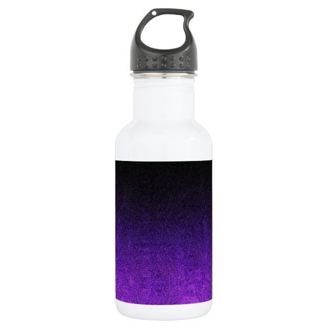 Fallende Lila und schwarze Glitzer-Gradient Edelstahlflasche (Vorderseite)