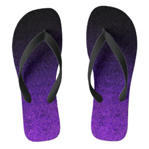 Fallende Lila und schwarze Glitzer-Gradient Flip Flops