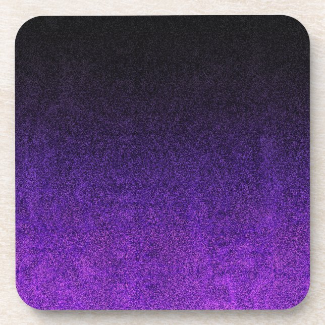 Fallende Lila und schwarze Glitzer-Gradient Getränkeuntersetzer (Vorderseite)