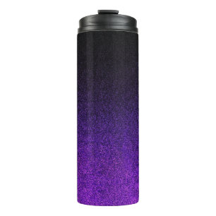 Fallende Lila und schwarze Glitzer-Gradient Thermosbecher