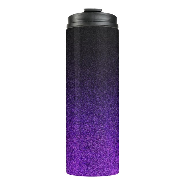Fallende Lila und schwarze Glitzer-Gradient Thermosbecher (Vorderseite)