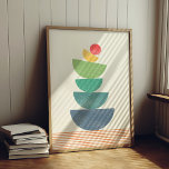 Fallende Orange abstrakt Mitte des Jahrhunderts Poster<br><div class="desc">Abstraktes zeitgenössisches geometrisches Design einer fallenden Orange,  mit einem Stil aus der Mitte des Jahrhunderts.</div>