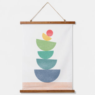 Fallende Orange abstrakt Mitte des Jahrhunderts Wandteppich Mit Holzrahmen