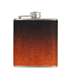 Fallende Orange- und Schwarz-Glitzer-Gradient Flachmann