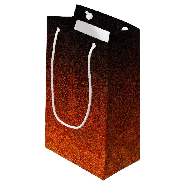 Fallende Orange- und Schwarz-Glitzer-Gradient Kleine Geschenktüte (Vorderseite Schrägansicht)