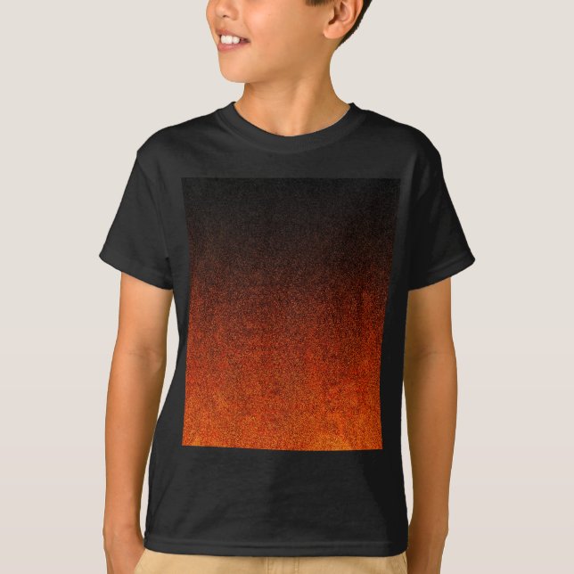Fallende Orange- und Schwarz-Glitzer-Gradient T-Shirt (Vorderseite)