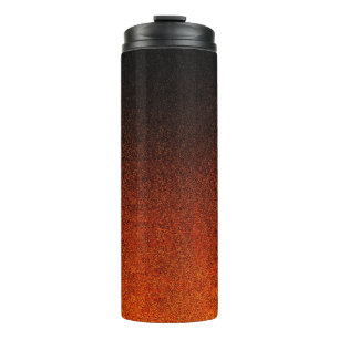 Fallende Orange- und Schwarz-Glitzer-Gradient Thermosbecher