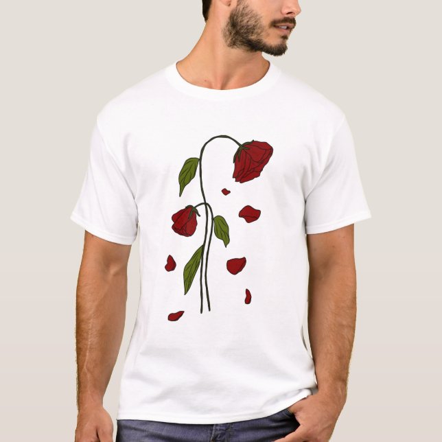 Fallende Petals - ästhetische dunkelgotische Rose  T-Shirt (Vorderseite)