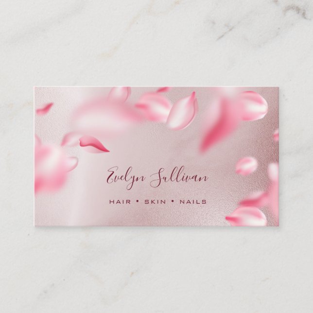 Fallende Petals Rose Gold Foil Visitenkarte (Vorderseite)