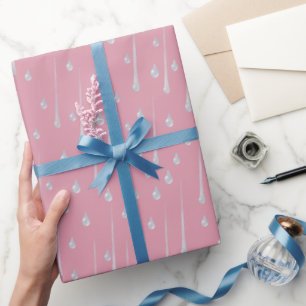 Fallende Regentropfen Süßer Regentag Rosa Geschenkpapier