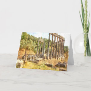 Fallende Ruinen von Euromos, Turkiye Watercolor Karte