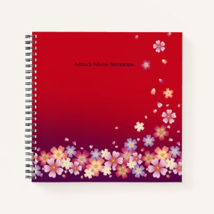 Fallende Sakura-Blüten Rot & Lila Personalisiert Notizbuch