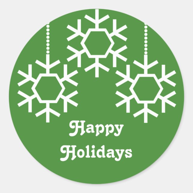 Fallende Schneeflocken Aufkleber, helles Grün Runder Aufkleber (Vorderseite)