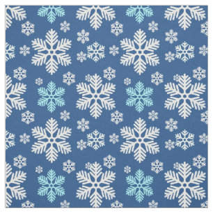 Fallende Schneeflocken Gemustert blau Stoff