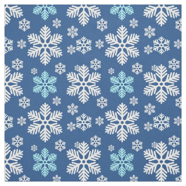 Fallende Schneeflocken Gemustert blau Stoff (Muster)