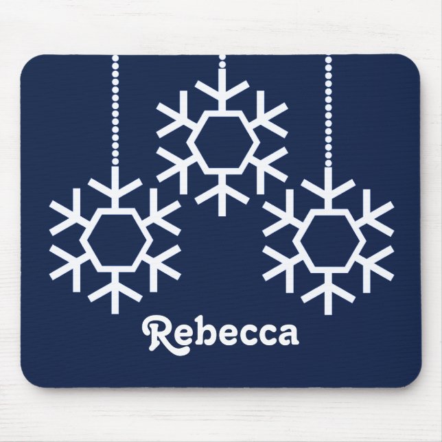 Fallende Schneeflocken Holiday Mousepad, Dunkelbla Mousepad (Vorne)